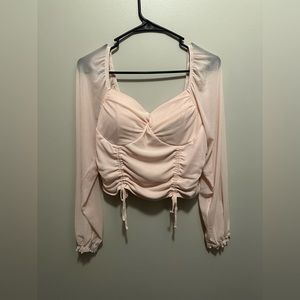 Pink long sleeved crop top